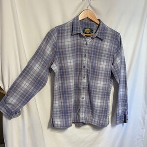 Cabela's Preppy Purple and Gray Plaid Button Down Shirt Women’s 100% Cotton